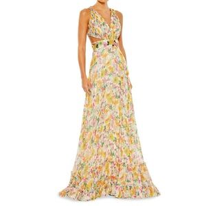 MAC DUGGAL floral tie back gown size 6